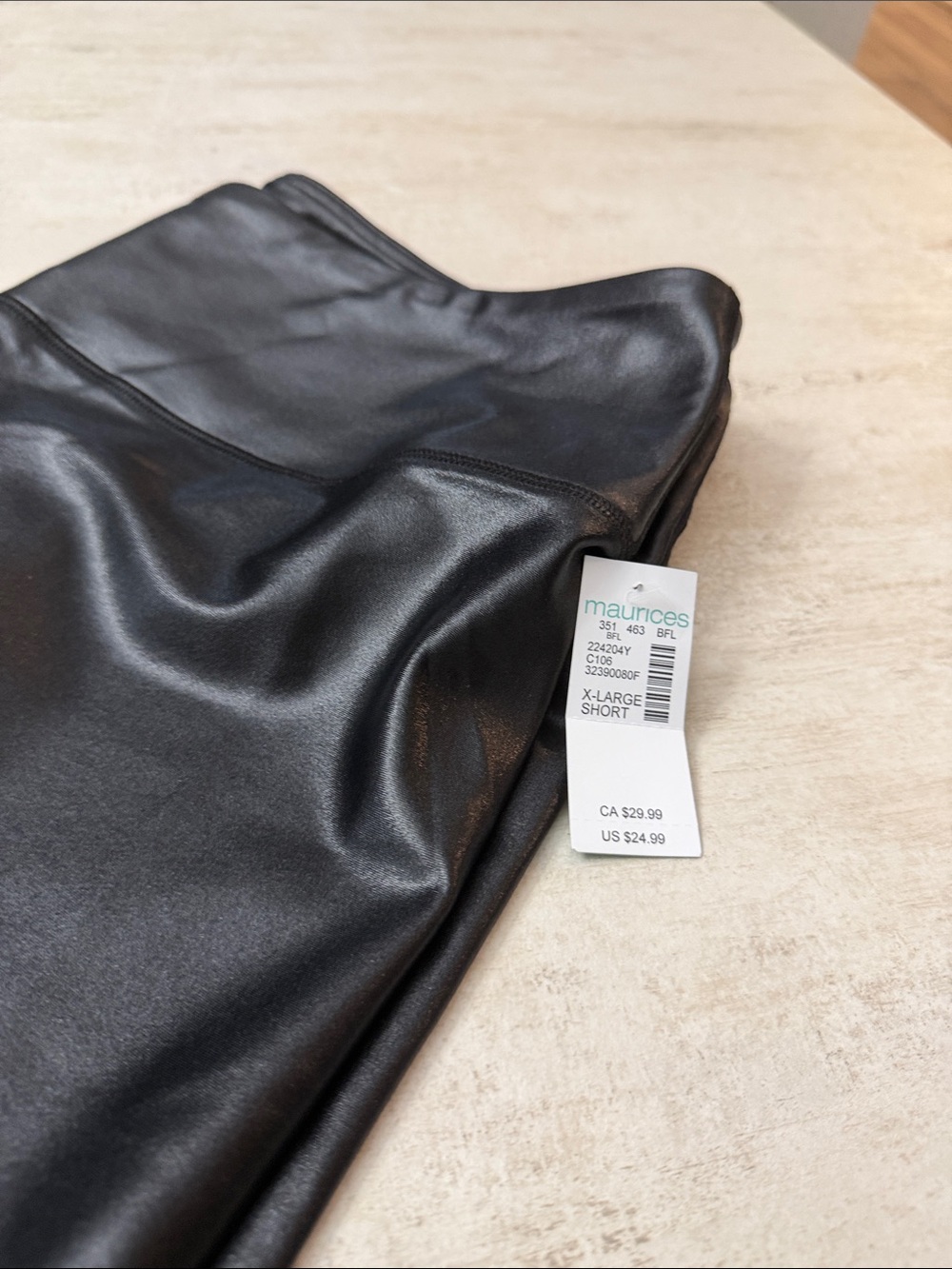 Maurices Black Faux Leather Leggings. XL SHORT
